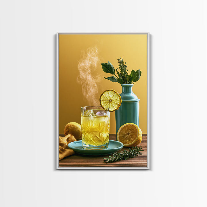 Cocktail and Citrus Bar Composition Framed Canvas Print, Restaurant Art, Contemporary Art, Restaurant Decor, Fine Art, Bistro, RES-2x3-19