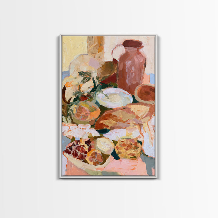 Abstract Appetite Friendly Red and Orange Shapes Framed Canvas Print, Restaurant Art, Large Wall Art, Restaurant Decor, Bistro, RES-2x3-25
