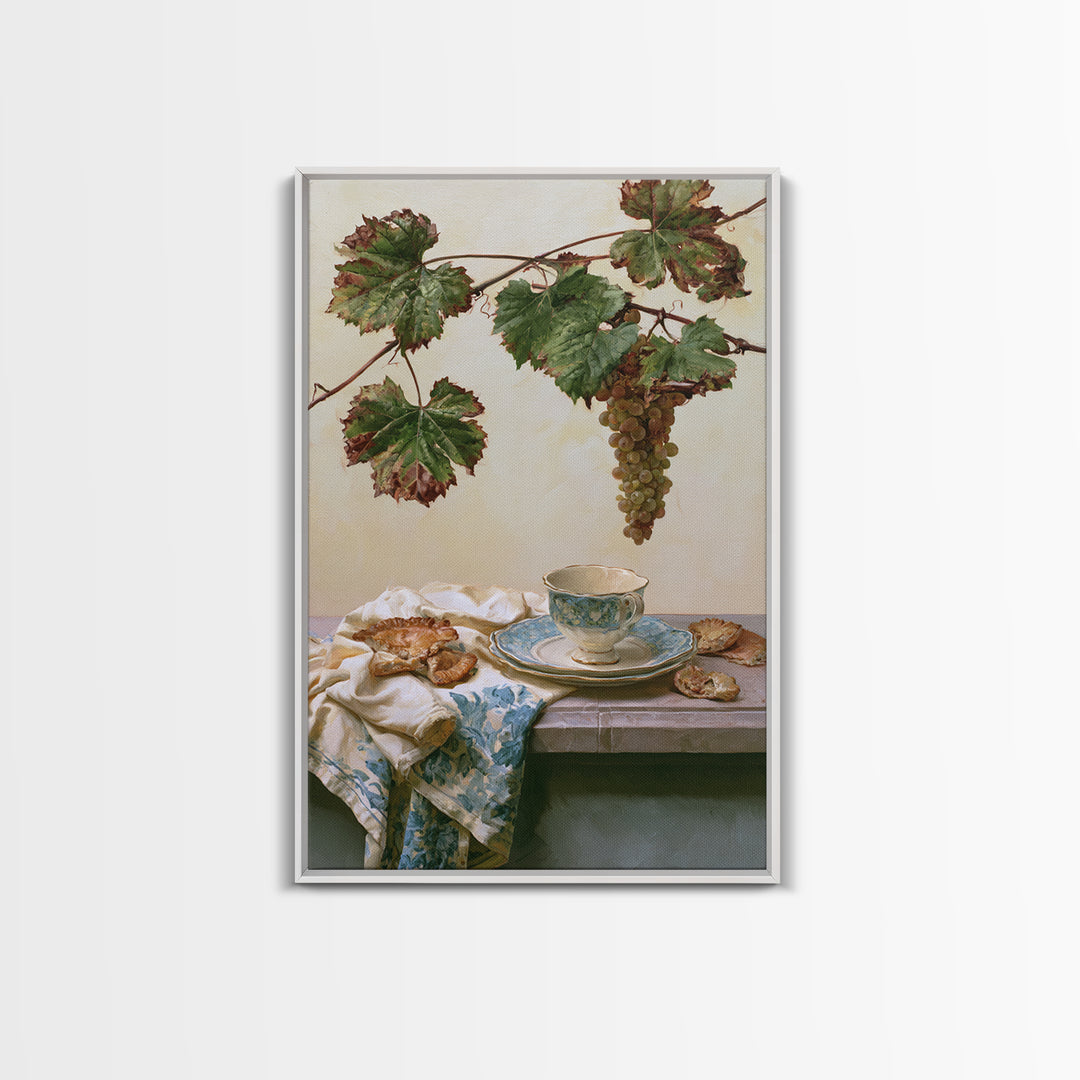 Wine Grapevine Botanical Study Framed Canvas Print, Restaurant Art, Kitchen Wall Art, Restaurant Decor, Fine Art, Bistro, RES-2x3-47