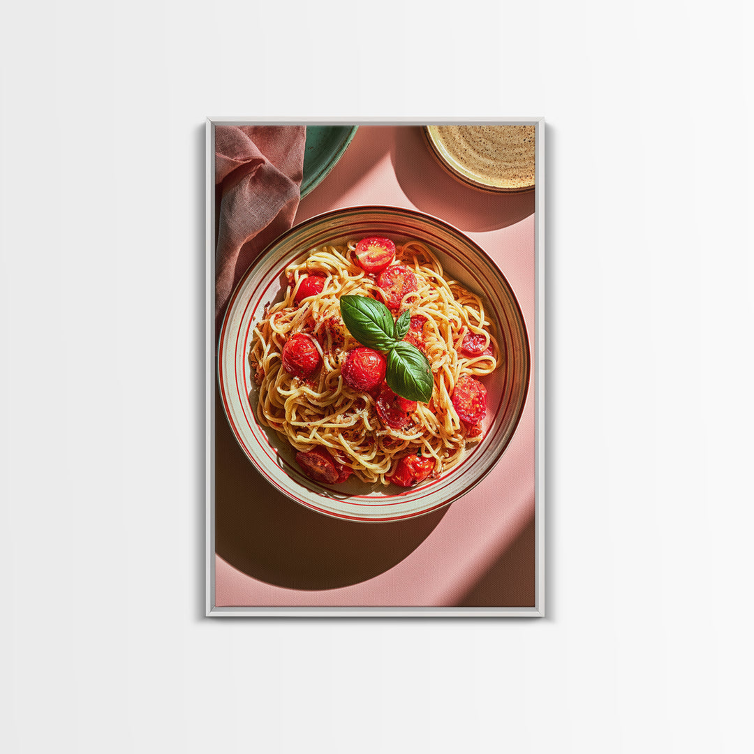 Fresh Pasta with Tomatoes and Basil Canvas Print, Restaurant Art, Kitchen Decor, Restaurant Decor, Bistro, Bedroom Wall Art, RES-2x3-58