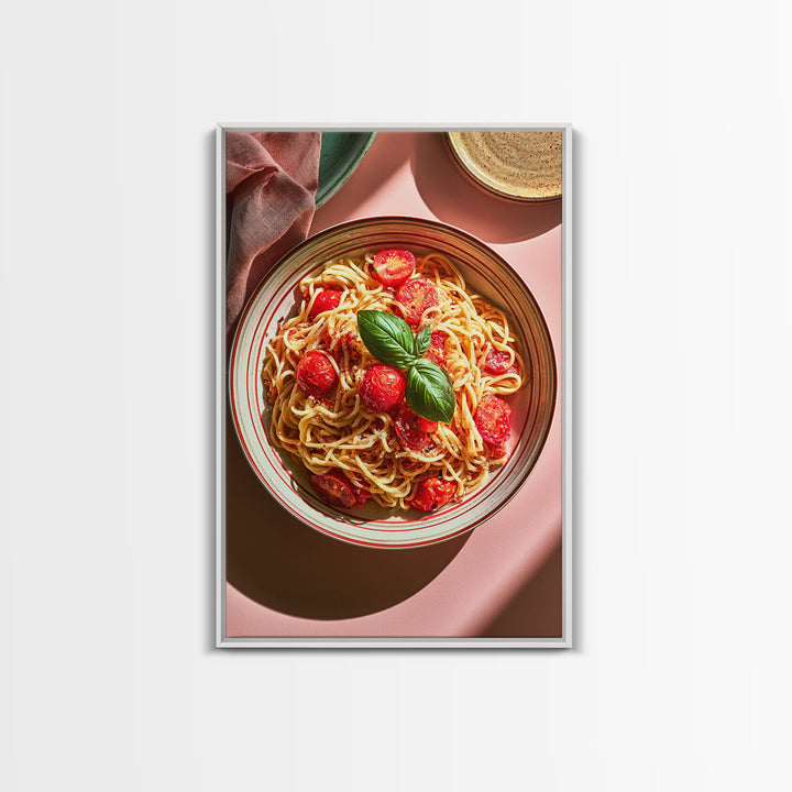 Fresh Pasta with Tomatoes and Basil Canvas Print, Restaurant Art, Kitchen Decor, Restaurant Decor, Bistro, Bedroom Wall Art, RES-2x3-58