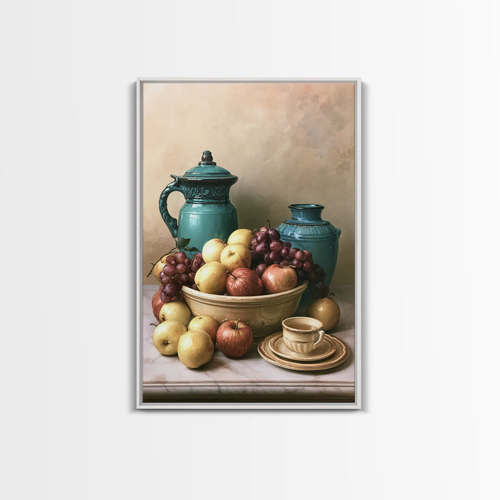Classic Fruit Bowl Framed Canvas Print, Restaurant Art, Canvas Wall Art, Restaurant Decor, Fine Art, Bistro, Bedroom Wall Art, RES-2x3-60