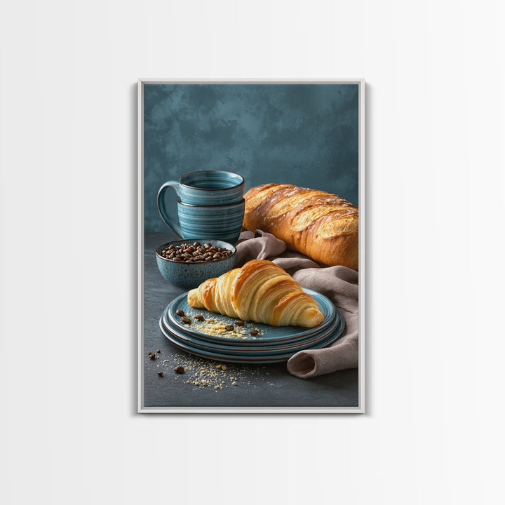 Coffee Beans and Pastry Arrangement Framed Canvas Print, Restaurant Art, Canvas Wall Art, Restaurant Decor, Fine Art, Bistro, RES-2x3-78