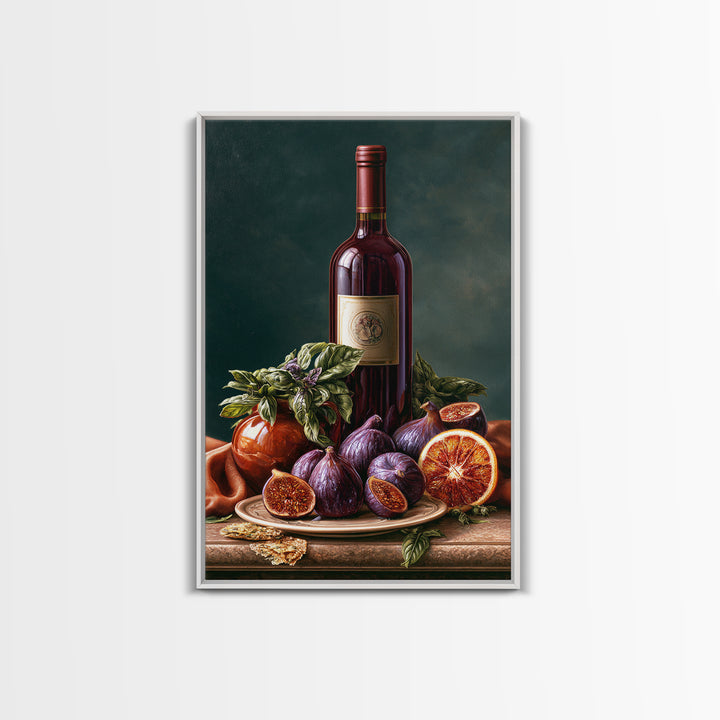 Wine Bottle and Figs Canvas Print, Restaurant Art, Canvas Wall Art, Restaurant Decor, Fine Art, Bistro, Bedroom Wall Art, RES-2x3-9