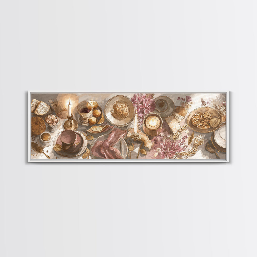 Elegant Table Objects Canvas Print, Restaurant Art, Wall Art Print, Restaurant Decor, Fine Art, Bistro, Modern Decor, RES-3x1-16