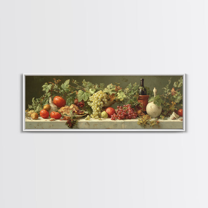 Wine Grapevine Botanical Study Framed Canvas Print, Restaurant Art, Wall Decor, Restaurant Decor, Oil Painting, Bistro, RES-3x1-55