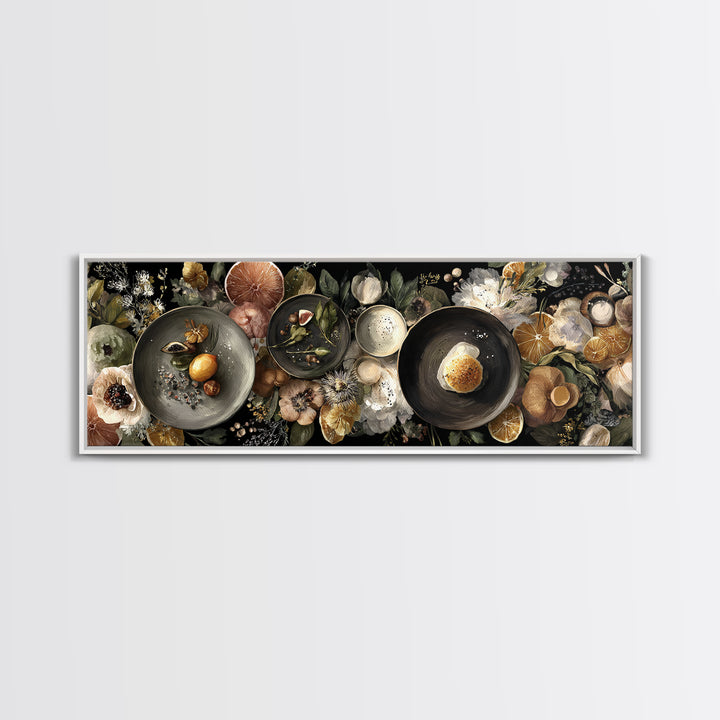Blackboard Menu Feeling Without Readable Text Canvas Print, Restaurant Art, Food Art, Restaurant Decor, Oil Painting, Bistro, RES-3x1-85