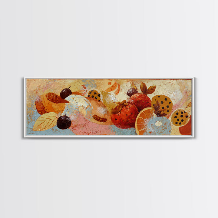 Abstract Appetite Friendly Red and Orange Shapes Framed Canvas Print, Restaurant Art, Kitchen Art, Restaurant Decor, Bistro, RES-3x1-9