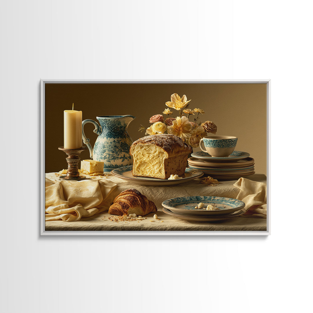Elegant Table Objects Framed Canvas Print, Restaurant Art, Wall Art, Restaurant Decor, Watercolor Art, Bistro, Digital Print, RES-3x2-100