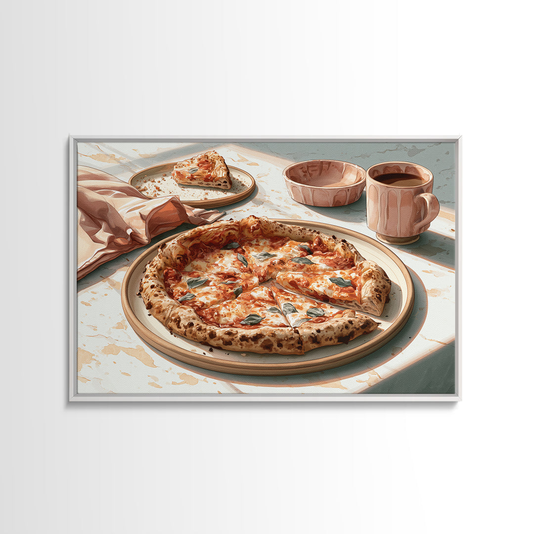 Pizzeria Tomato Basil and Mozzarella Still Life Framed Canvas Print, Restaurant Art, Digital Print, Restaurant Decor, Bistro, RES-3x2-14