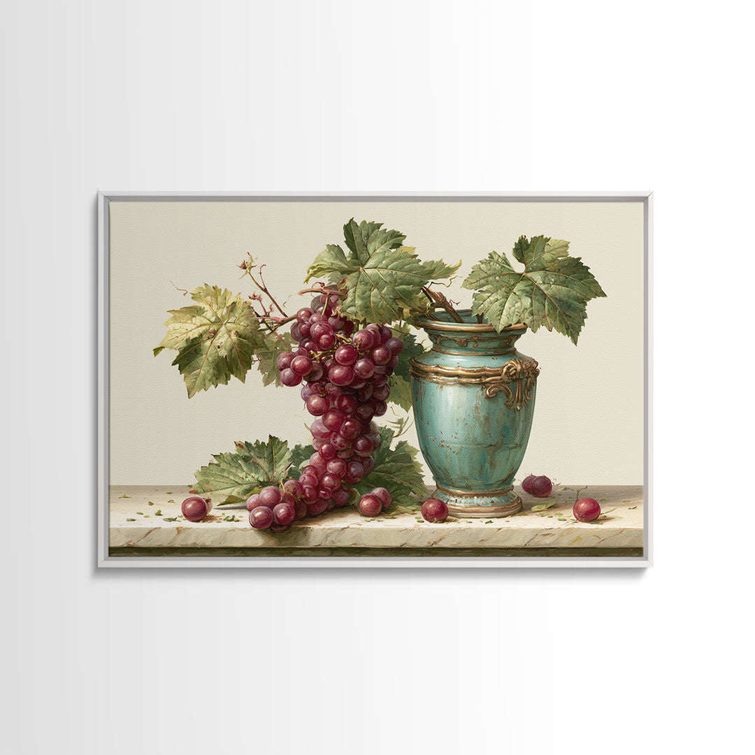Wine Grapevine Botanical Study Framed Canvas Print, Restaurant Art, Statement Artwork, Restaurant Decor, Fine Art, Bistro, RES-3x2-19