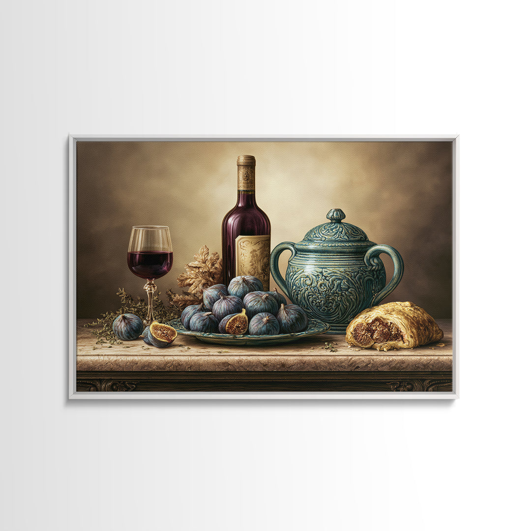 Wine Bottle and Figs Canvas Print, Restaurant Art, Modern Decor, Restaurant Decor, Fine Art, Bistro, Poster, Wall Decor, RES-3x2-29