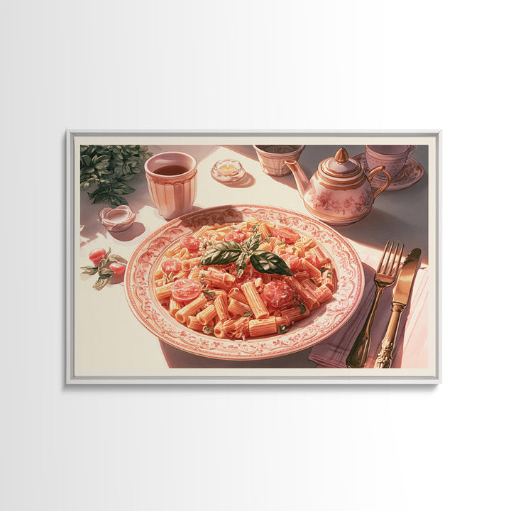 Fresh Pasta with Tomatoes and Basil Canvas Print, Restaurant Art, Canvas Print, Restaurant Decor, Bistro, Statement Artwork, RES-3x2-30