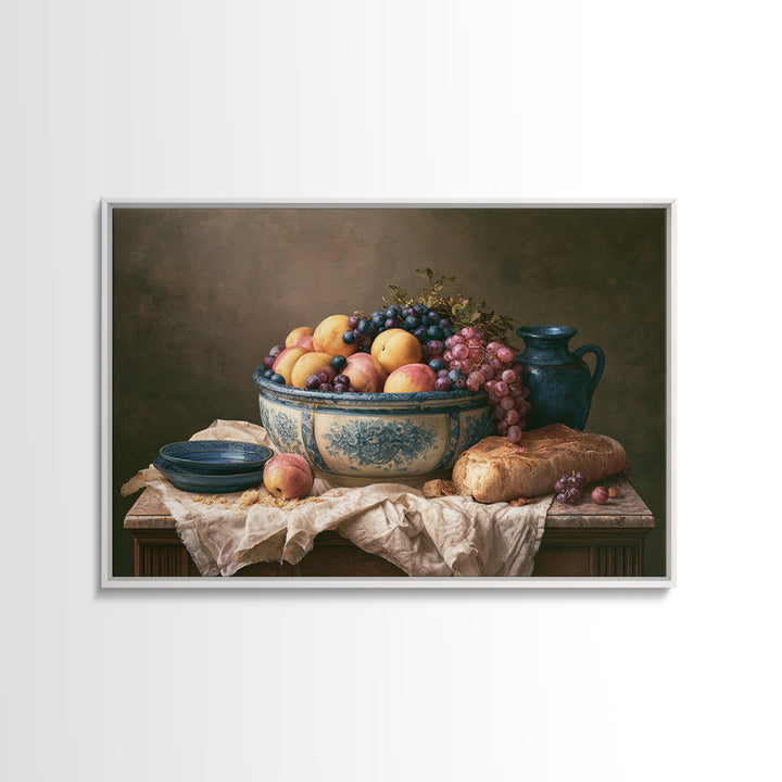 Classic Fruit Bowl Canvas Print, Restaurant Art, Stained Glass Art, Restaurant Decor, Fine Art, Bistro, Textured Painting, RES-3x2-32