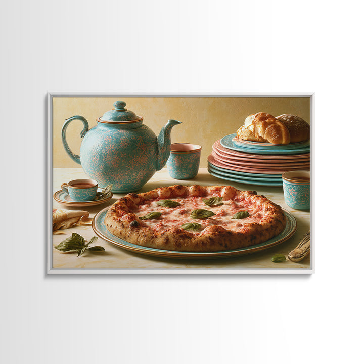 Pizzeria Tomato Basil and Mozzarella Still Life Canvas Print, Restaurant Art, Living Room Decor, Restaurant Decor, Bistro, RES-3x2-38