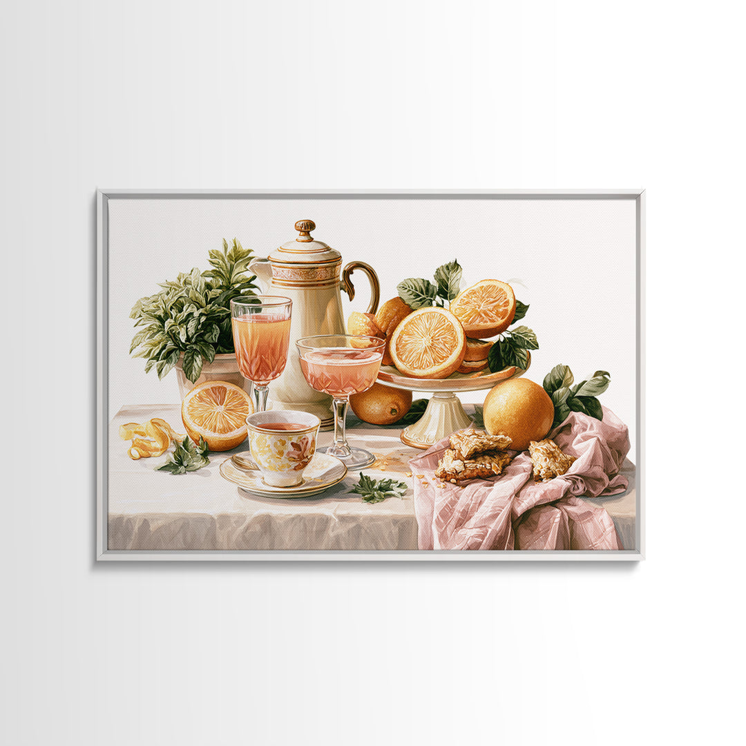 Cocktail and Citrus Bar Composition Framed Canvas Print, Restaurant Art, Contemporary Art, Restaurant Decor, Fine Art, Bistro, RES-3x2-39