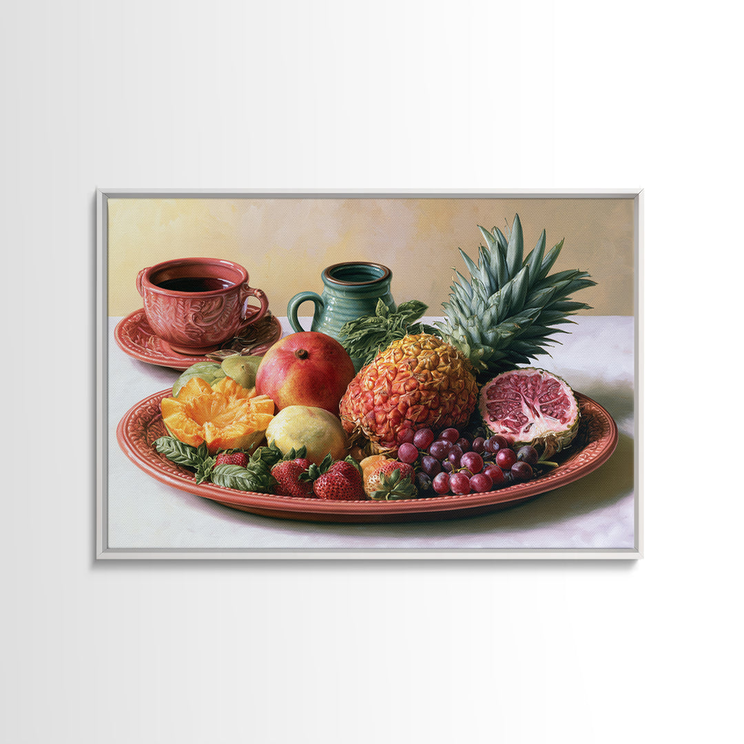 Tropical Fruit Platter Framed Canvas Print, Restaurant Art, Wall Art Print, Restaurant Decor, Fine Art, Bistro, Modern Decor, RES-3x2-46