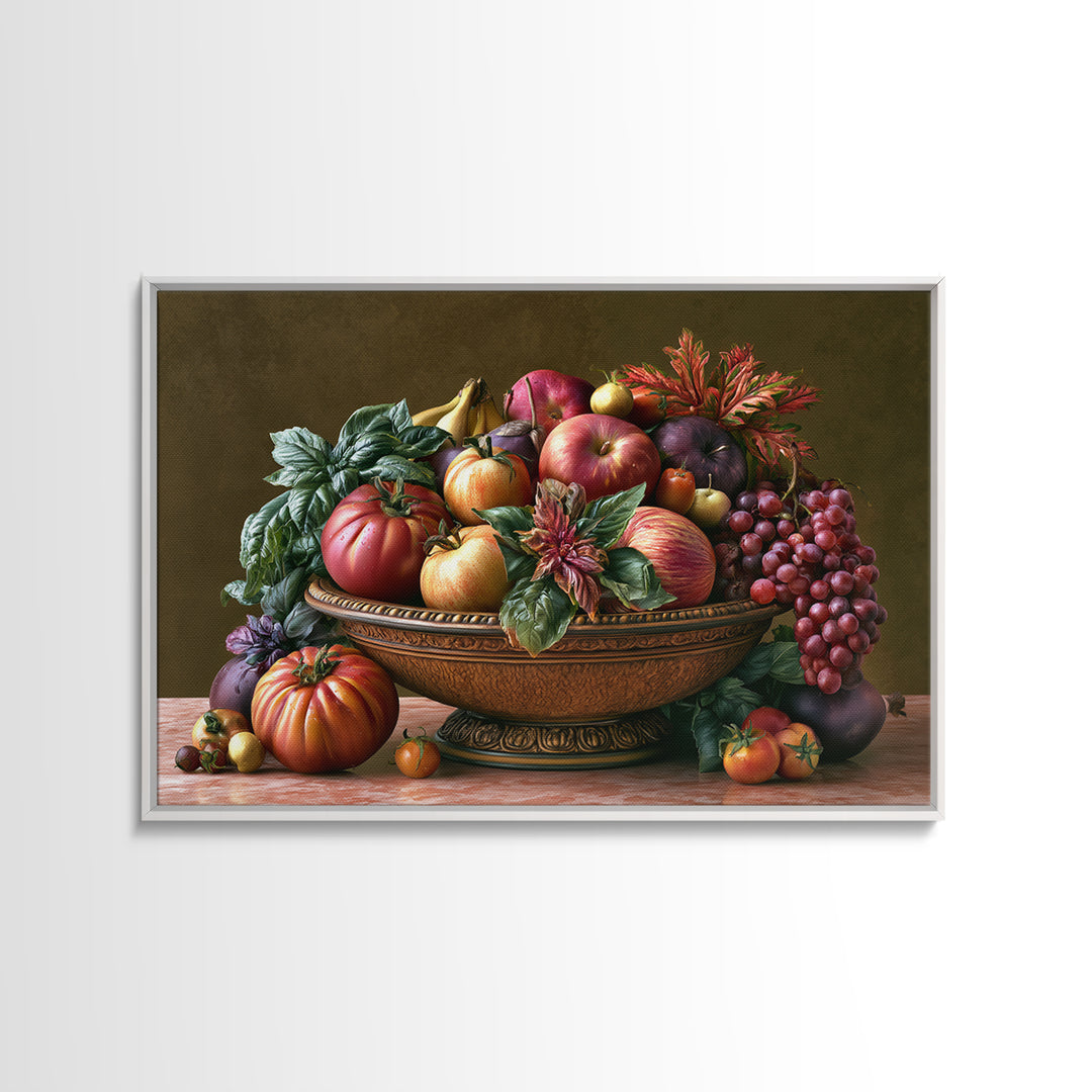 Classic Fruit Bowl Canvas Print, Restaurant Art, Room Decor, Restaurant Decor, Fine Art, Bistro, Framed Wall Art, RES-3x2-56
