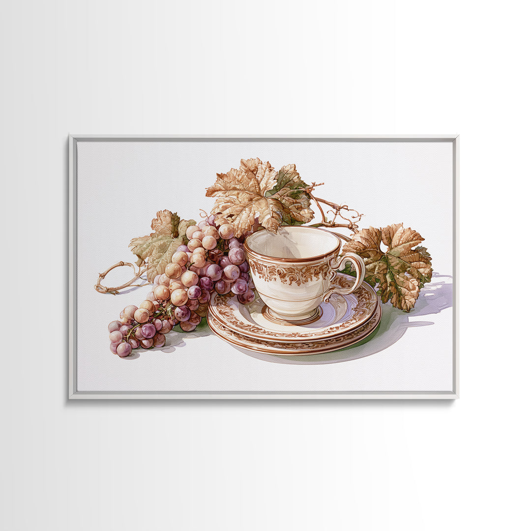 Wine Grapevine Botanical Study Canvas Print, Restaurant Art, Framed Wall Art, Restaurant Decor, Watercolor Art, Bistro, RES-3x2-67