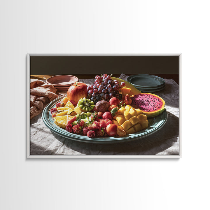 Tropical Fruit Platter Framed Canvas Print, Restaurant Art, Wall Art Print, Restaurant Decor, Fine Art, Bistro, Modern Decor, RES-3x2-70