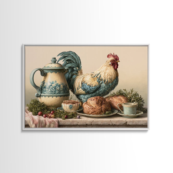 Rooster and Herbs for Farmhouse Restaurant Mood Canvas Print, Restaurant Art, Contemporary Art, Restaurant Decor, Bistro, RES-3x2-72