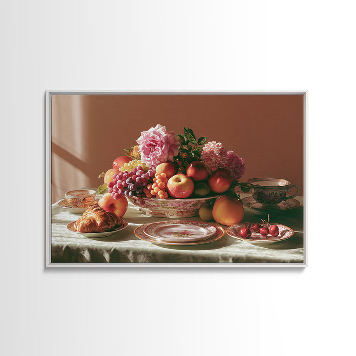 Classic Fruit Bowl Framed Canvas Print, Restaurant Art, Watercolor Painting, Restaurant Decor, Oil Painting, Bistro, RES-3x2-8