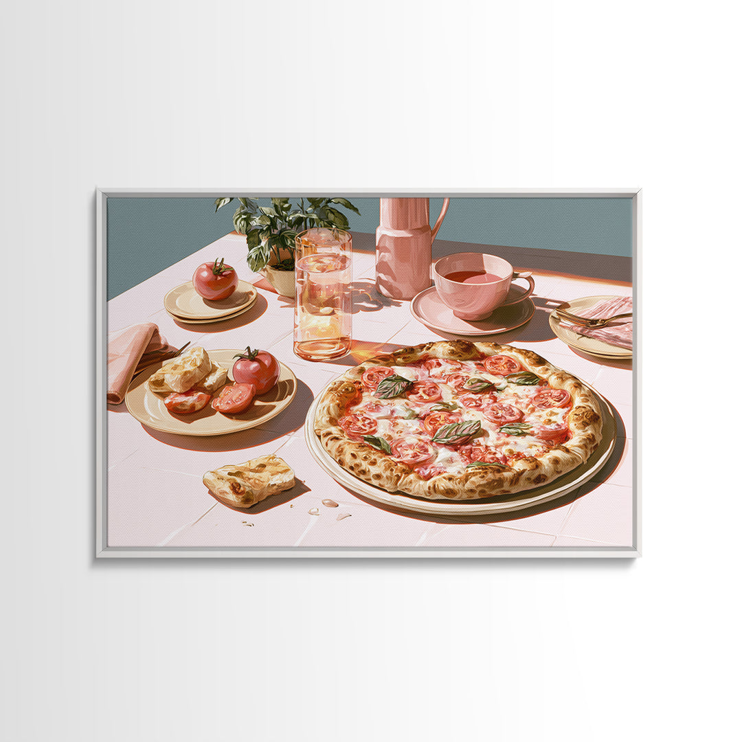Pizzeria Tomato Basil and Mozzarella Still Life Canvas Print, Restaurant Art, Kitchen Wall Decor, Restaurant Decor, Bistro, RES-3x2-86