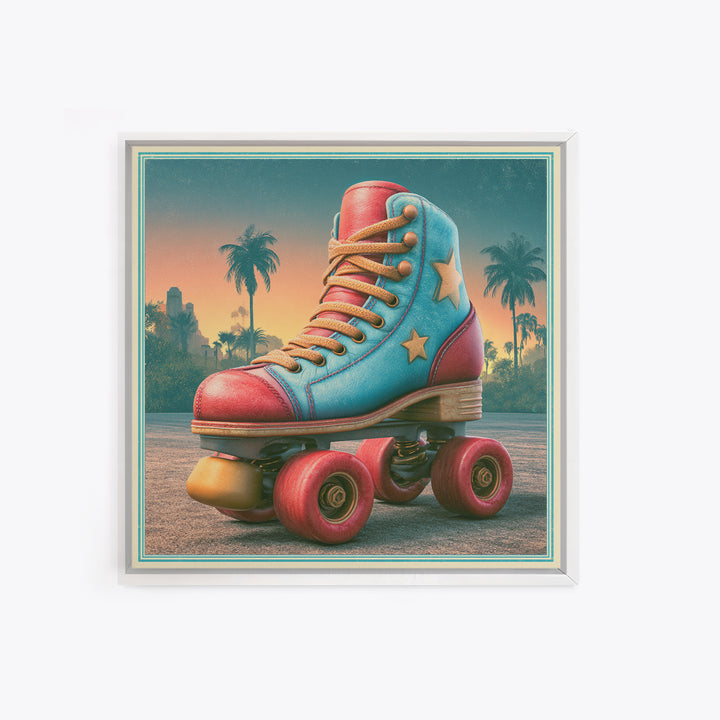 Retro Roller Skate Framed Canvas Print, Retro Art, Living Room Decor, Retro, Gallery Decor, Neutral Decor, Modern Decor, RET-1x1-52