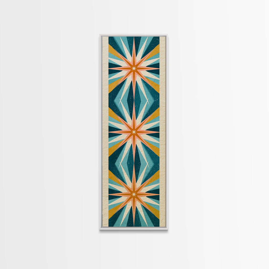 Atomic Starburst Pattern Framed Canvas Print, Retro Art, Dopamine Decor, Living Room Decor, Fine Art, Retro, Fine Art Print, RET-1x3-75