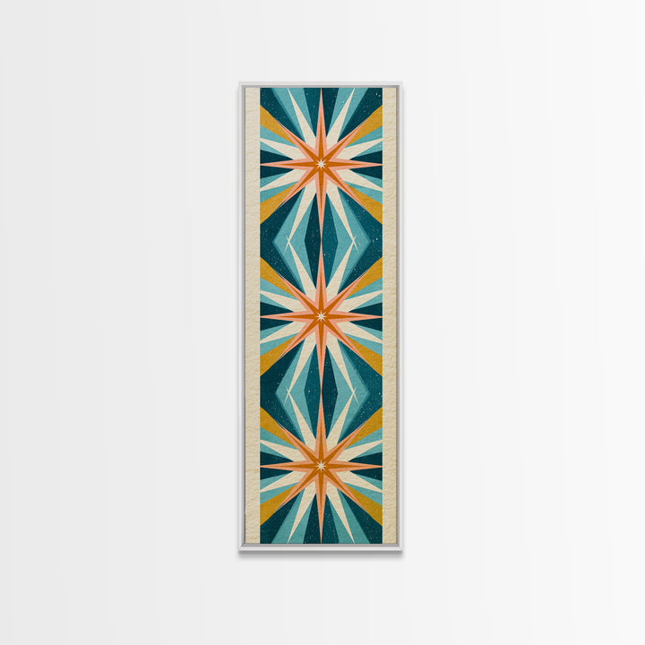 Atomic Starburst Pattern Framed Canvas Print, Retro Art, Dopamine Decor, Living Room Decor, Fine Art, Retro, Fine Art Print, RET-1x3-75