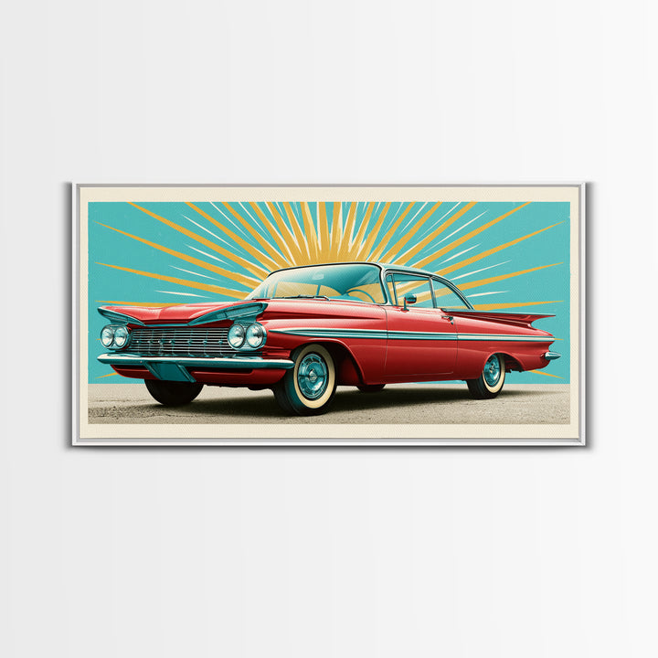 Atomic Starburst Pattern Framed Canvas Print, Retro Art, Contemporary Art, Living Room Decor, Fine Art, Retro, Art Deco, RET-2x1-83