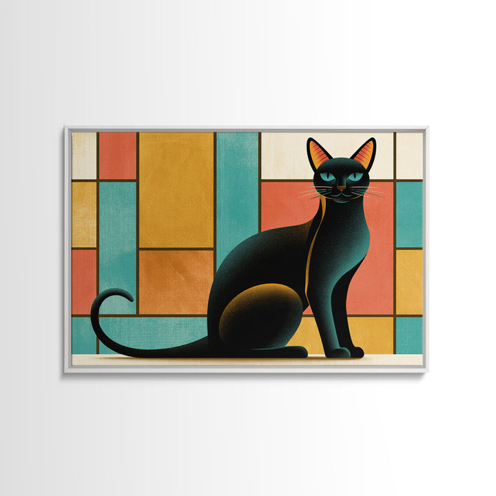 Mid Century Cat Canvas Print, Retro Art, Original Art, Living Room Decor, Abstract Art, Retro, Retro Wall Art, Bedroom Wall Art, RET-3x2-1