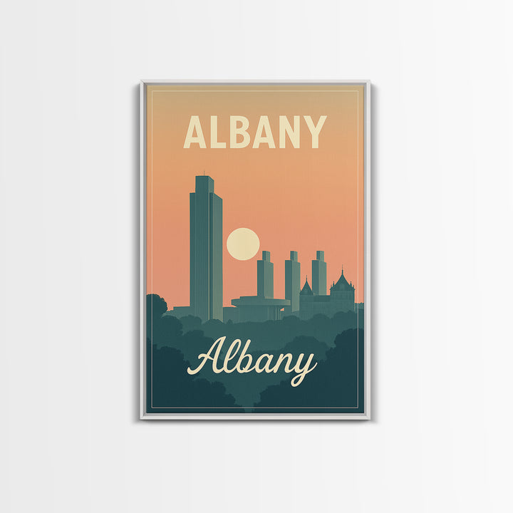 Albany New York Travel Poster, Canvas Print, Mid Century City Wall Art, Albany Travel Art, Poster Art, Vintage City Art, Retro Travel Print