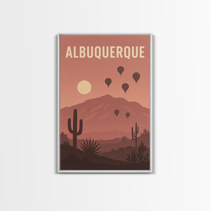 Albuquerque New Mexico Travel Poster, Canvas Print, Retro Sunset Skyline Art, Albuquerque Art Print, City Art Print, Modern Wall Decor