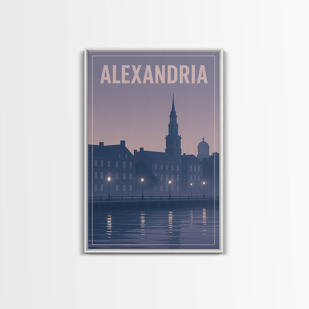 Alexandria Virginia Travel Poster, Framed Canvas Print, Mid Century City Wall Art, Alexandria Art Print, Travel Art Print, Wanderlust Decor
