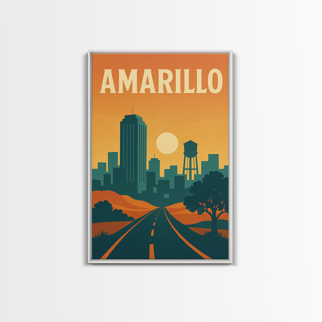 Amarillo Travel Poster, Canvas Print, Classic Travel Poster Art, Amarillo Art Print, Modern Wall Decor, Fine Art Print, Mid Century Wall Art