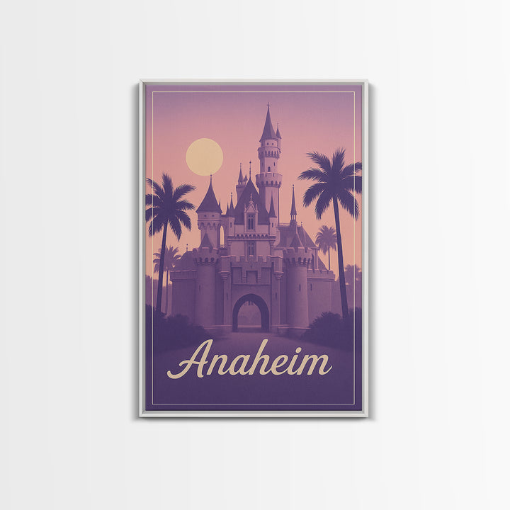 Anaheim Travel Poster, Framed Canvas Print, Mid Century City Wall Art, Anaheim Travel Art, Living Room Wall Art, Vintage City Art