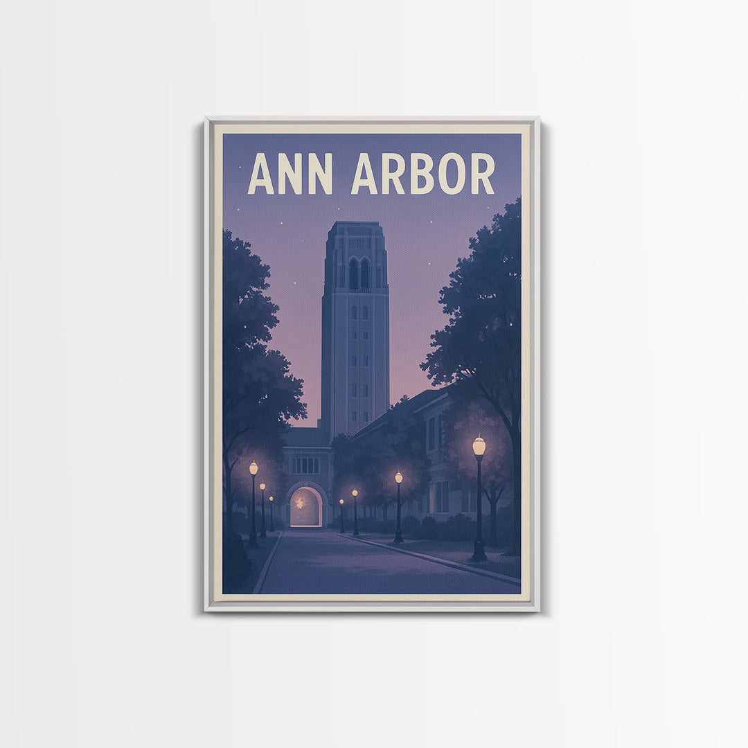 Ann Arbor Michigan Travel Poster, Canvas Print, Mid Century City Wall Art, Ann Arbor City Art, City Travel Prints, Eclectic Wall Decor