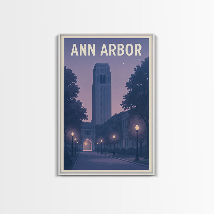Ann Arbor Michigan Travel Poster, Canvas Print, Mid Century City Wall Art, Ann Arbor City Art, City Travel Prints, Eclectic Wall Decor