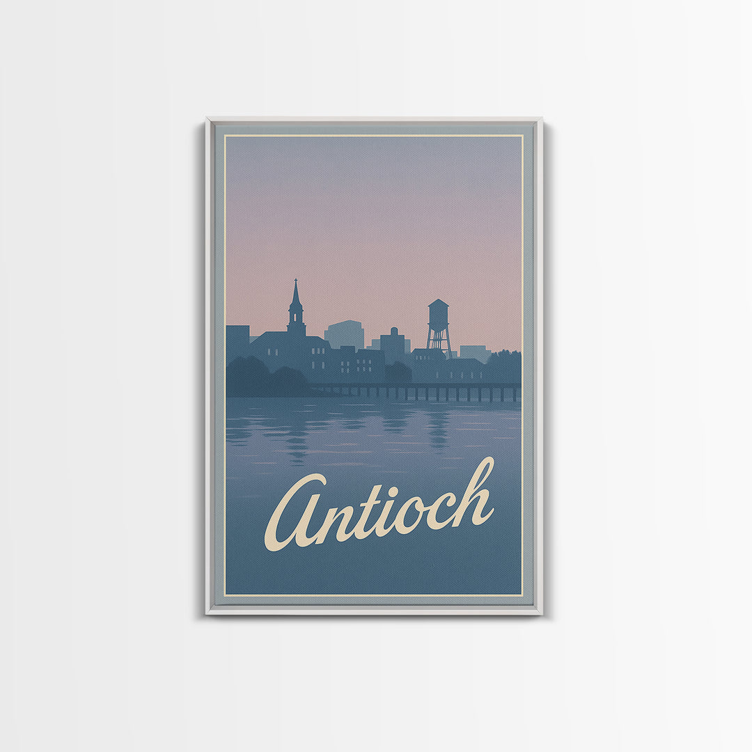 Antioch Travel Poster, Framed Canvas Print, Classic Travel Poster Art, Antioch Travel Art, Watercolor Skyline Art, Travel Poster Set