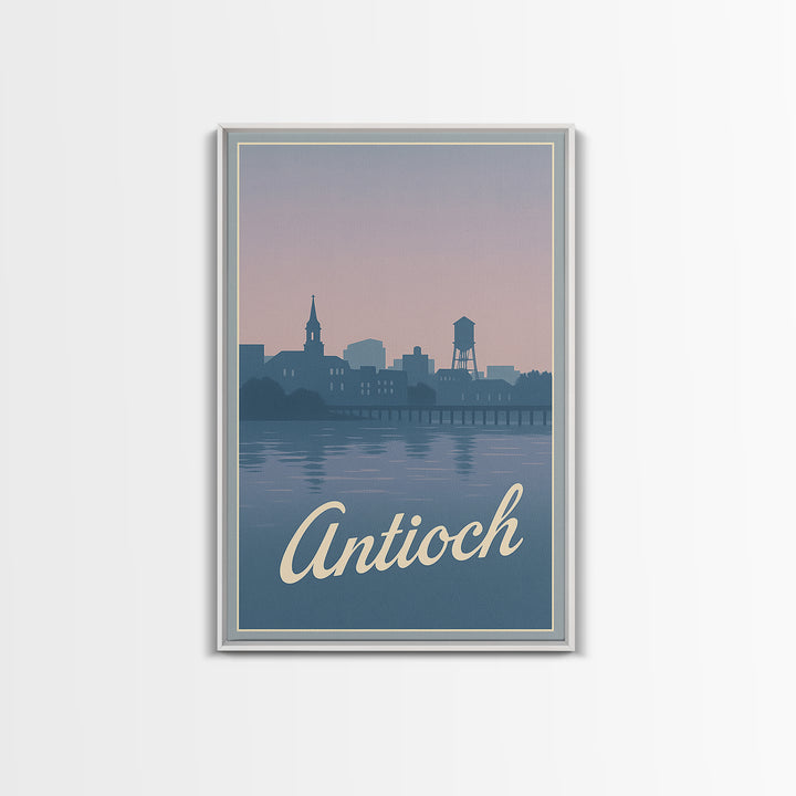 Antioch Travel Poster, Framed Canvas Print, Classic Travel Poster Art, Antioch Travel Art, Watercolor Skyline Art, Travel Poster Set