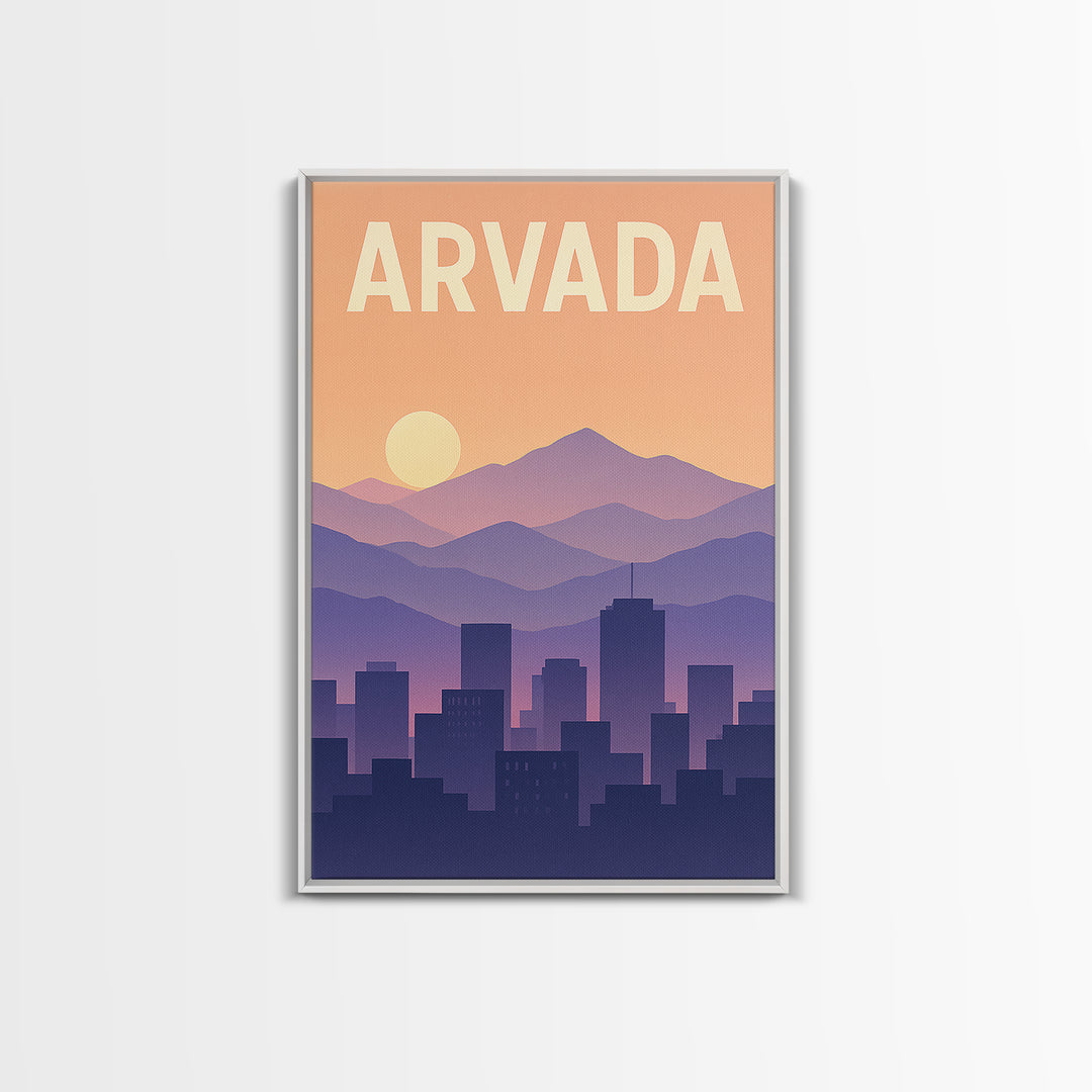 Arvada Colorado Travel Poster, Canvas Print, Classic Travel Poster Art, Arvada Wall Art, Wall Decor, City Illustration, Travel Poster Set