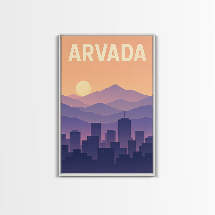 Arvada Colorado Travel Poster, Canvas Print, Classic Travel Poster Art, Arvada Wall Art, Wall Decor, City Illustration, Travel Poster Set