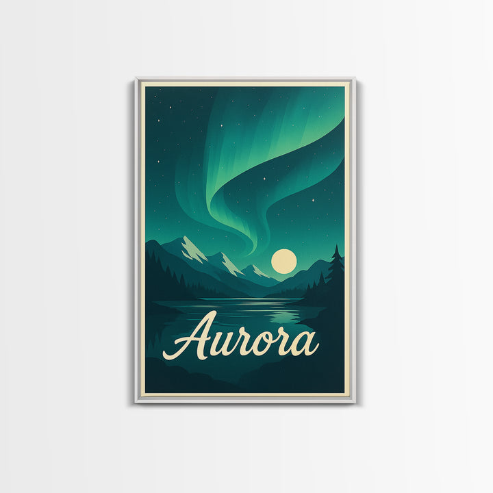 Aurora Colorado Travel Poster, Canvas Print, Retro Sunset Skyline Art, Aurora Poster Print, Eclectic Wall Decor, Fine Art Print, Wall Art