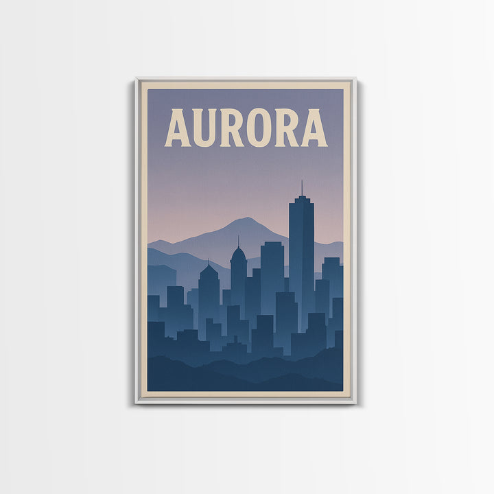 Aurora Travel Poster, Canvas Print, Vintage Travel Poster Art, Aurora Travel Art, Travel Art Print, Mid Century Wall Art, City Art Print