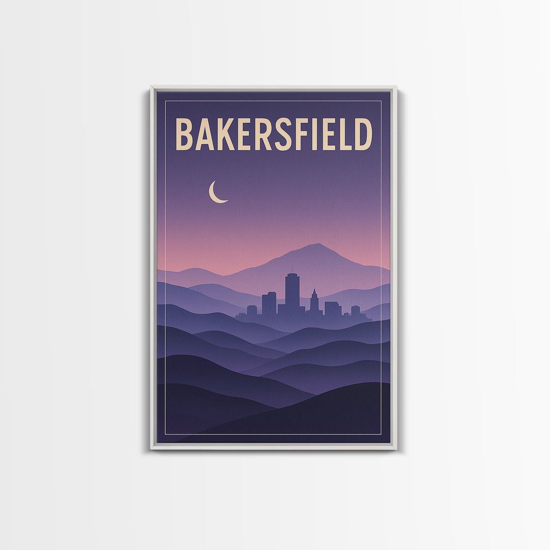 Bakersfield California Travel Poster, Canvas Print, Mid Century City Wall Art, Bakersfield City Art, Art Print, Travel Art Print