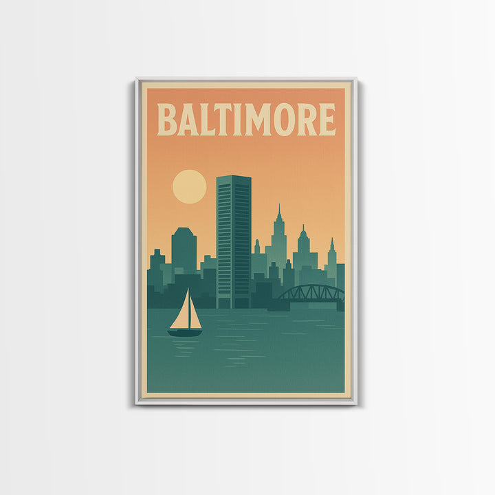 Baltimore Travel Poster, Canvas Print, Classic Travel Poster Art, Baltimore Wall Art, City Illustration, Wanderlust Decor, Travel Prints