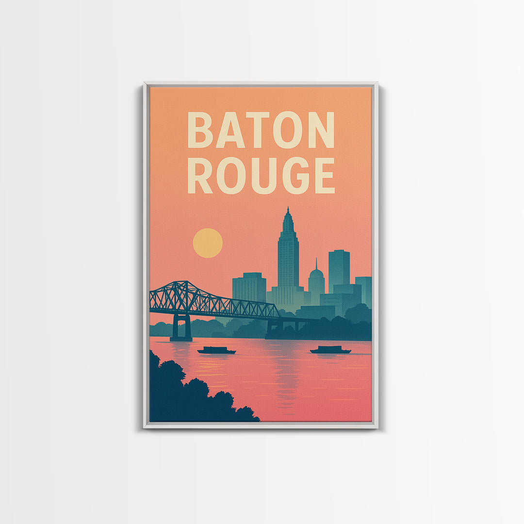 Baton Rouge Travel Poster, Canvas Print, Classic Travel Poster Art, Baton Rouge City Art, Vintage City Art, Travel Wall Art, Travel Print