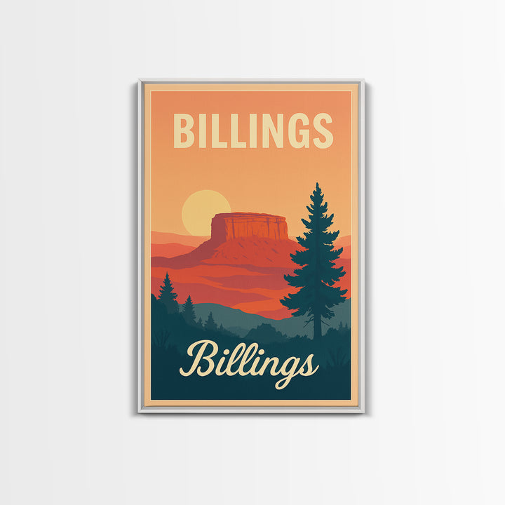 Billings Montana Travel Poster, Canvas Print, Classic Poster Art, Billings Travel Art, Travel Art Print, Mid Century Wall Art, Wall Art