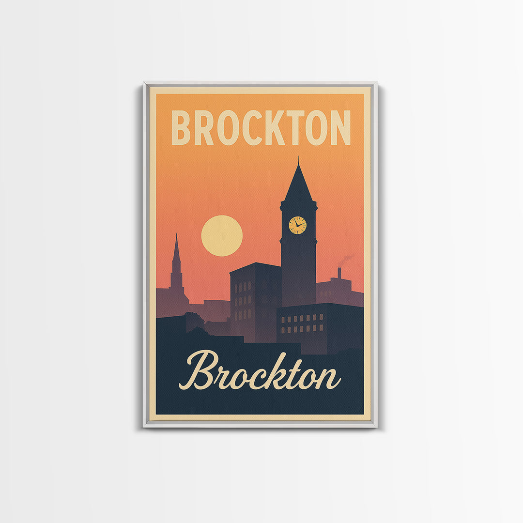 Brockton Massachusetts Travel Poster, Canvas Print, Mid Century City Wall Art, Brockton Wall Art, Travel Art Print, City Poster, Home Decor